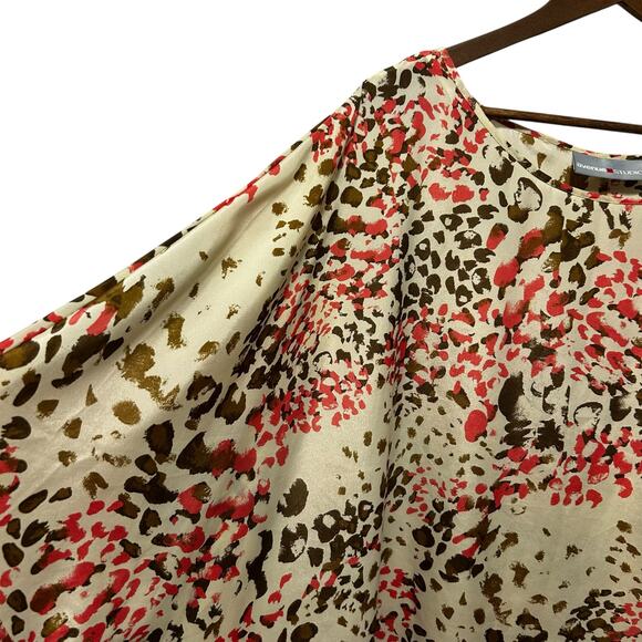 AvenueSTUDIO Womens Poncho Top 30/32 Beige Animal Print Flowy Blouse Boho‎ Chic - Picture 4 of 9
